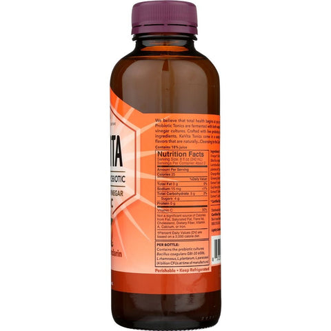 Kevita Organic Ginseng Mandarin Cleansing Probiotic Apple Cider Vinegar Tonic, 15.2 Fluid Ounce -- 6 per case