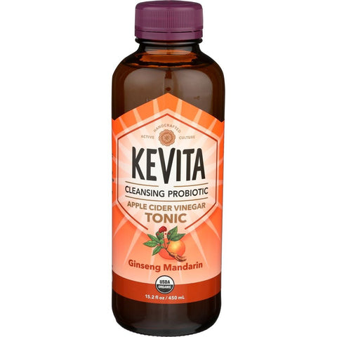 Kevita Organic Ginseng Mandarin Cleansing Probiotic Apple Cider Vinegar Tonic, 15.2 Fluid Ounce -- 6 per case