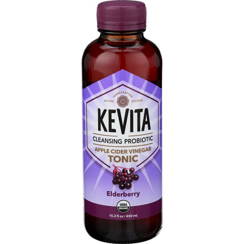 Kevita Organic Elderberry Cleansing Probiotic Apple Cider Vinegar Tonic, 15.2 Fluid Ounce -- 6 per case