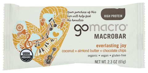 Gomacro Organic Coconut Plus Almond Butter Plus Chocolate Chips MacroBar, 2.3 Ounce -- 12 per case.