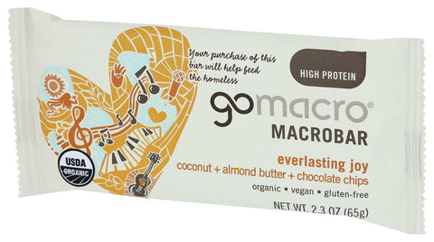 Gomacro Organic Coconut Plus Almond Butter Plus Chocolate Chips MacroBar, 2.3 Ounce -- 12 per case.