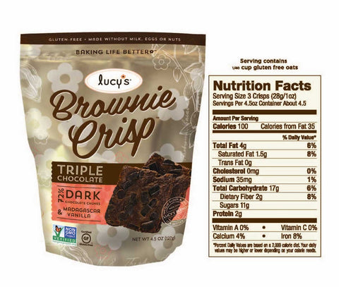 Lucys Triple Chocolate Brownie Crisp, 4.5 Ounce -- 8 per case