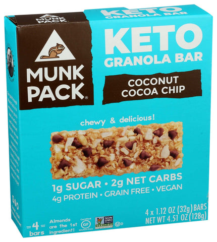 Munk Pack Coconut Cocoa Chip Keto Granola Bar, 1.12 Ounce - 4 count per pack -- 6 packs per case