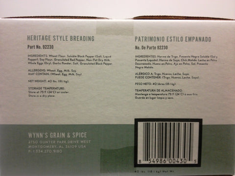 Wynns Grain and Spice Heritage Style Breading, 40 Pound.
