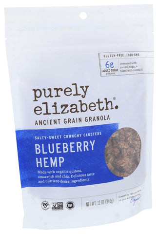 Purely Elizabeth Organic Blueberry Hemp Ancient Grain Granola Cereal, 12 Ounce -- 6 per case.