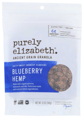 Purely Elizabeth Organic Blueberry Hemp Ancient Grain Granola Cereal, 12 Ounce -- 6 per case.
