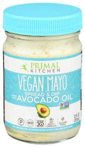 Primal Kitchen Plain Vegan Mayo Spread and Dip Avacado Oil, 12 Ounce -- 6 per case