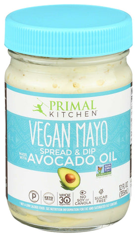 Primal Kitchen Plain Vegan Mayo Spread and Dip Avacado Oil, 12 Ounce -- 6 per case