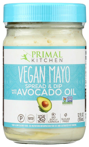 Primal Kitchen Plain Vegan Mayo Spread and Dip Avacado Oil, 12 Ounce -- 6 per case
