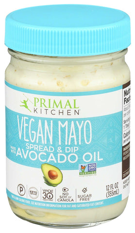Primal Kitchen Plain Vegan Mayo Spread and Dip Avacado Oil, 12 Ounce -- 6 per case
