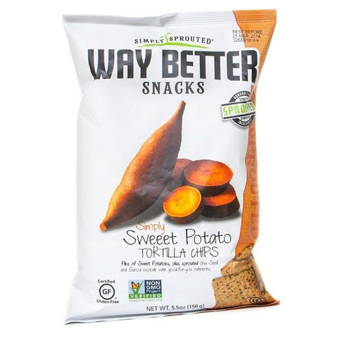 Way Better Simply Sweet Potato Tortilla Chips, 5.5 Ounce -- 12 per case.
