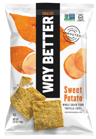 Way Better Simply Sweet Potato Tortilla Chips, 5.5 Ounce -- 12 per case.