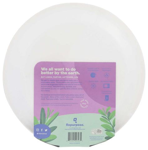 Repurpose Compostable Dinner Plates, 9 inch - 20 per pack -- 12 packs per case.