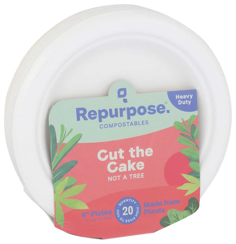 Repurpose Bagasse Heavy Duty Compostable Plate, 6 inch - 20 count per pack -- 24 packs per case