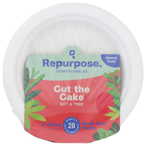 Repurpose Bagasse Heavy Duty Compostable Plate, 6 inch - 20 count per pack -- 24 packs per case