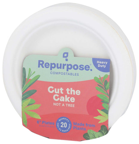 Repurpose Bagasse Heavy Duty Compostable Plate, 6 inch - 20 count per pack -- 24 packs per case