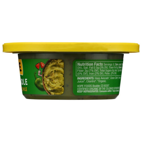 Hope Hummus Organic Mild Green Chile Guacamole, 8 Ounce -- 8 per case.