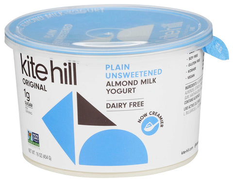 Kite Hill European Style Plain Unsweetened Almond Milk Yogurt, 16 Ounce -- 6 per case