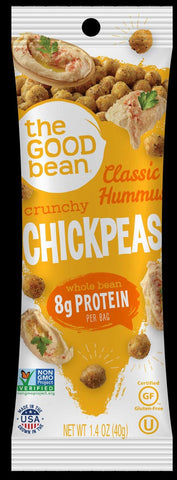 The Good Bean Classic Hummus Crunchy Chickpea Snack, 1.4 Ounce - 10 count per pack -- 5 packs per case