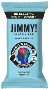 JiMMY Wake and Focus Cookies N Cream Protein Bar, 2.05 Ounce - 12 count per pack -- 12 packs per case