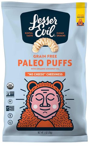 LesserEvil No Cheese Cheesiness Paleo Puff, 1 Ounce -- 24 per case