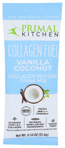 Primal Kitchen Collagen Fuel Vanilla Coconut Protein Drink Mix, 0.54 Ounce -- 12 per case