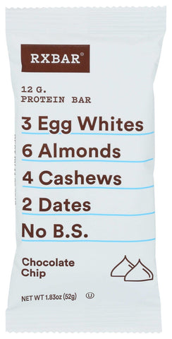 Rx Bar Chocolate Chip Protein Bar, 1.83 Ounce -- 12 per case.