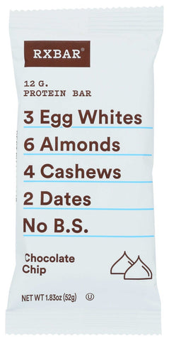 Rx Bar Chocolate Chip Protein Bar, 1.83 Ounce -- 12 per case.