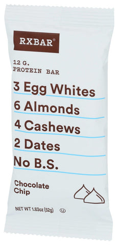 Rx Bar Chocolate Chip Protein Bar, 1.83 Ounce -- 12 per case.