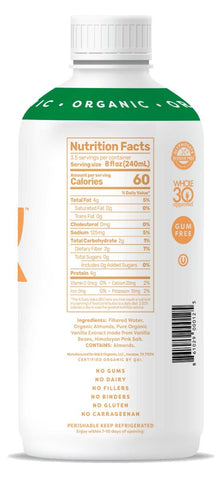 Malk Organic Unsweetened Vanilla Pure Almond Milk, 28 Fluid Ounce -- 6 per case