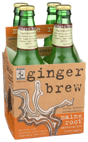 Maine Root Ginger Brew Soda, 12 Ounce - 4 per pack -- 6 packs per case.