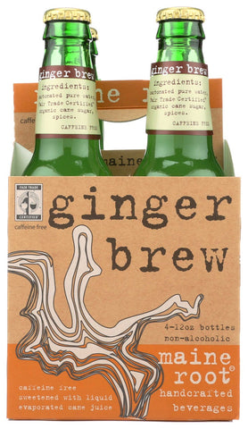 Maine Root Ginger Brew Soda, 12 Ounce - 4 per pack -- 6 packs per case.