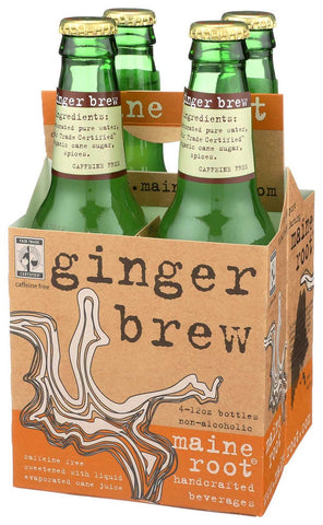 Maine Root Ginger Brew Soda, 12 Ounce - 4 per pack -- 6 packs per case.