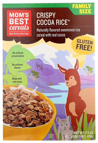 Moms Best Crisp Cocoa Rice Cereal, 17.5 Ounce -- 14 per case.