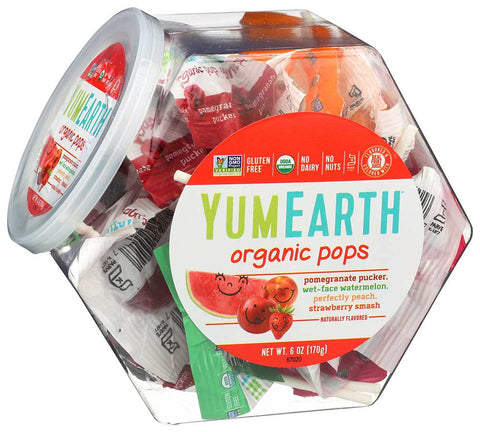 Yummy Earth Organic Assorted Bin Lollipop, 6 Ounce -- 10 per case.
