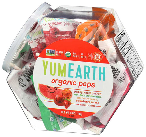 Yummy Earth Organic Assorted Bin Lollipop, 6 Ounce -- 10 per case.