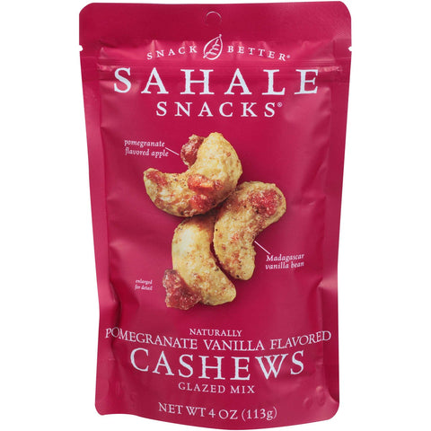Sahale Snacks Naturally Pomegranate Vanilla Flavored Cashews Glazed Mix, 4 Ounce -- 6 per case.