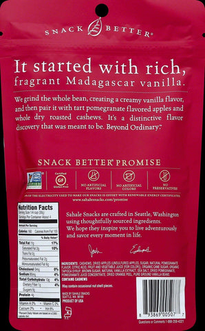 Sahale Snacks Naturally Pomegranate Vanilla Flavored Cashews Glazed Mix, 4 Ounce -- 6 per case.