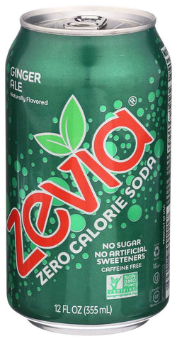 Zevia Natural Ginger Ale Stevia Diet Soda, 12 Ounce - 6 per pack -- 4 packs per case.