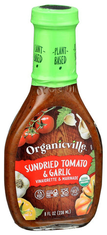OrganicVille Organic Sun Dried Tomato and Garlic Vinaigrette, 8 Ounce -- 6 per case.