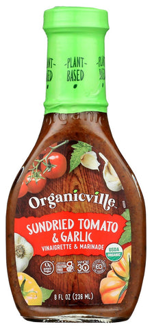 OrganicVille Organic Sun Dried Tomato and Garlic Vinaigrette, 8 Ounce -- 6 per case.