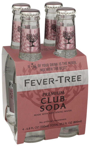 Fever Tree Spring Club Soda, 6.8 Fluid Ounce - 4 per pack -- 6 packs per case.