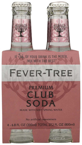 Fever Tree Spring Club Soda, 6.8 Fluid Ounce - 4 per pack -- 6 packs per case.