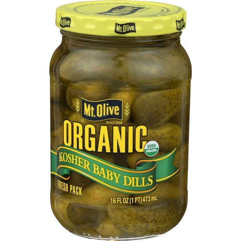 Mt Olive Organic Baby Dills, 16 Fluid Ounce -- 6 per case