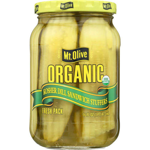 Mt Olive Organic Dill Sandwich Stuffers, 16 Fluid Ounce -- 6 per case