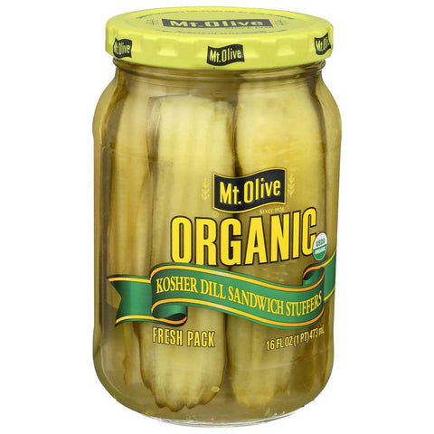 Mt Olive Organic Dill Sandwich Stuffers, 16 Fluid Ounce -- 6 per case