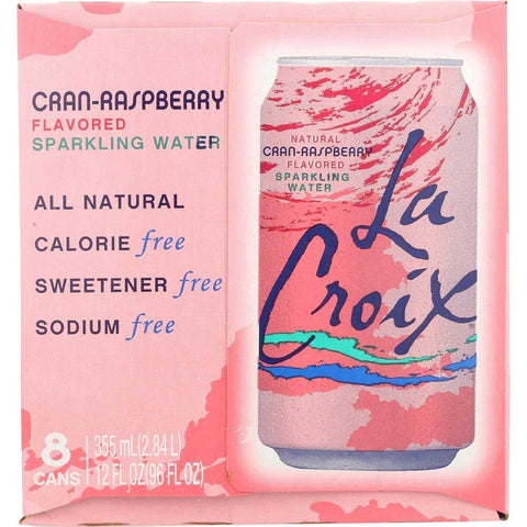 LaCroix Natural Razz Cranpberry Sparkling Water, 12 Fluid Ounce - 8 count per pack -- 3 packs per case