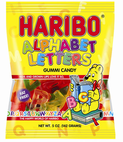 Haribo Alphabet Letters Gummy Candy, 5 Ounce -- 12 per case.
