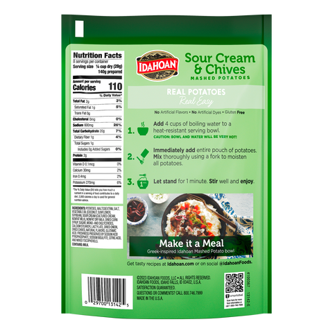 Idahoan Sour Cream & Chives Mashed Potatoes, 4 oz Pouch