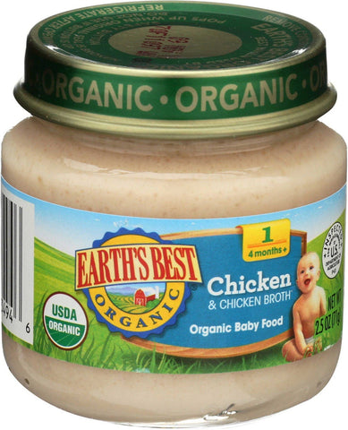Earths Best Organic Chicken and Chicken Broth Stage 1 Baby Food, 2.5 Ounce -- 10 per case